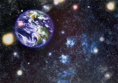 Dünya uzaydan kolaj. Soyut duvar kağıdı. Bizim evimiz. Nasa tarafından döşenmiş bu görüntü unsurları