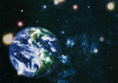 Dünya uzaydan kolaj. Soyut duvar kağıdı. Bizim evimiz. Nasa tarafından döşenmiş bu görüntü unsurları