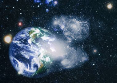 Dünya uzaydan kolaj. Soyut duvar kağıdı. Bizim evimiz. Nasa tarafından döşenmiş bu görüntü unsurları