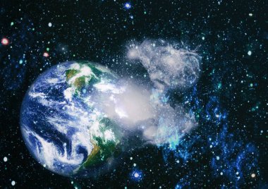 Dünya gezegeni. Doğu hemisphere. NASA tarafından döşenmiş bu görüntü öğelerini.