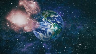 Dünya gezegeni. Doğu hemisphere. NASA tarafından döşenmiş bu görüntü öğelerini.