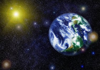 Dünya gezegeni. Doğu hemisphere. NASA tarafından döşenmiş bu görüntü öğelerini.