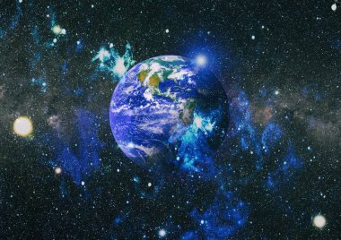 Dünya gezegeni. Doğu hemisphere. NASA tarafından döşenmiş bu görüntü öğelerini.