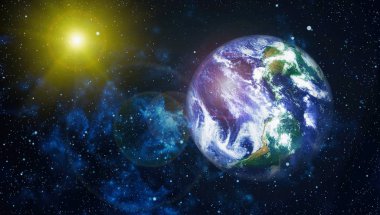 Dünya gezegeni. Doğu hemisphere. NASA tarafından döşenmiş bu görüntü öğelerini.