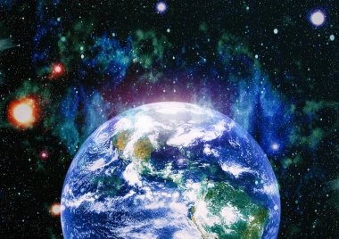 Dünya gezegeni. Doğu hemisphere. NASA tarafından döşenmiş bu görüntü öğelerini.