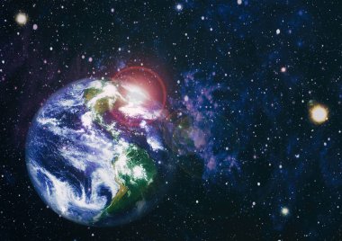 Dünya gezegeni. Doğu hemisphere. NASA tarafından döşenmiş bu görüntü öğelerini.