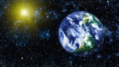 Dünya gezegeni. Doğu hemisphere. NASA tarafından döşenmiş bu görüntü öğelerini.