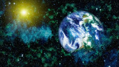 Dünya gezegeni. Doğu hemisphere. NASA tarafından döşenmiş bu görüntü öğelerini.