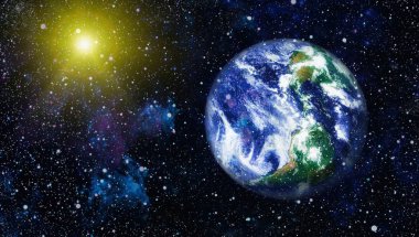 Dünya gezegeni. Doğu hemisphere. NASA tarafından döşenmiş bu görüntü öğelerini.