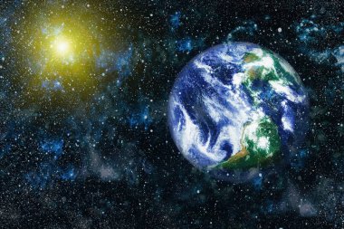 Dünya gezegeni. Doğu hemisphere. NASA tarafından döşenmiş bu görüntü öğelerini.