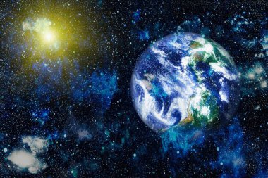 Dünya gezegeni. Doğu hemisphere. NASA tarafından döşenmiş bu görüntü öğelerini.