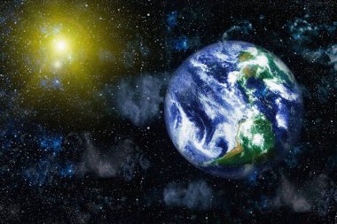 Dünya gezegeni. Doğu hemisphere. NASA tarafından döşenmiş bu görüntü öğelerini.