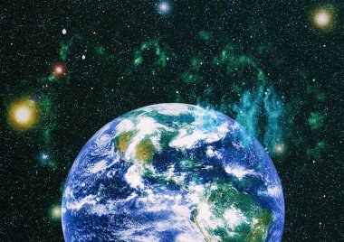 Dünya gezegeni. Doğu hemisphere. NASA tarafından döşenmiş bu görüntü öğelerini.