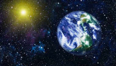 Dünya gezegeni. Doğu hemisphere. NASA tarafından döşenmiş bu görüntü öğelerini.