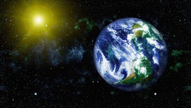 Dünya gezegeni. Doğu hemisphere. NASA tarafından döşenmiş bu görüntü öğelerini.