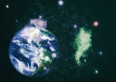 Dünya gezegeni. Doğu hemisphere. NASA tarafından döşenmiş bu görüntü öğelerini.