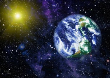 Dünya gezegeni. Doğu hemisphere. NASA tarafından döşenmiş bu görüntü öğelerini.