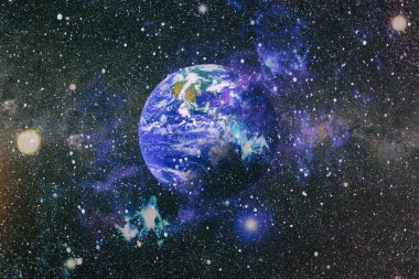 Dünya gezegeni. Doğu hemisphere. NASA tarafından döşenmiş bu görüntü öğelerini.