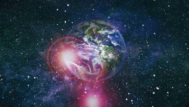 Dünya gezegeni. Doğu hemisphere. NASA tarafından döşenmiş bu görüntü öğelerini.