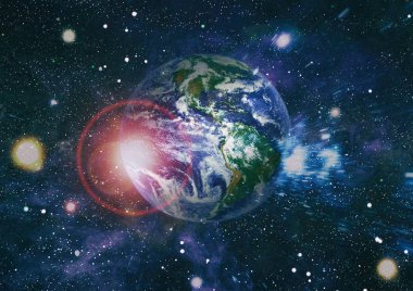 Dünya gezegeni. Doğu hemisphere. NASA tarafından döşenmiş bu görüntü öğelerini.