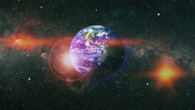 Dünya gezegeni. Doğu hemisphere. NASA tarafından döşenmiş bu görüntü öğelerini.