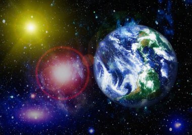 Dünya gezegeni. Doğu hemisphere. NASA tarafından döşenmiş bu görüntü öğelerini.