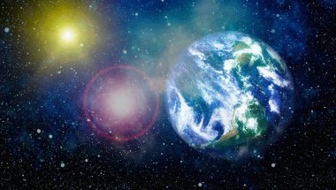 Dünya gezegeni. Doğu hemisphere. NASA tarafından döşenmiş bu görüntü öğelerini.