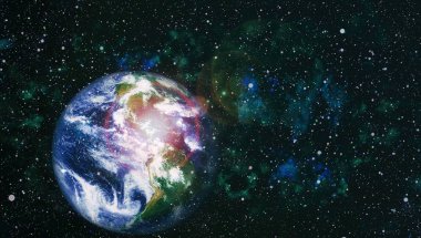 Dünya gezegeni. Doğu hemisphere. NASA tarafından döşenmiş bu görüntü öğelerini.