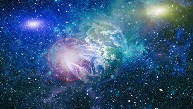 Dünya gezegeni. Doğu hemisphere. NASA tarafından döşenmiş bu görüntü öğelerini.