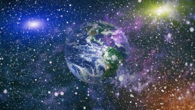 Dünya gezegeni. Doğu hemisphere. NASA tarafından döşenmiş bu görüntü öğelerini.