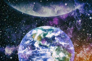 Dünya gezegeni. Doğu hemisphere. NASA tarafından döşenmiş bu görüntü öğelerini.