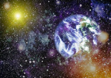 Dünya gezegeni. Doğu hemisphere. NASA tarafından döşenmiş bu görüntü öğelerini.