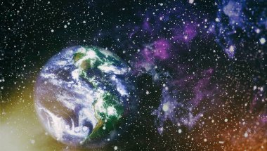 Dünya gezegeni. Doğu hemisphere. NASA tarafından döşenmiş bu görüntü öğelerini.