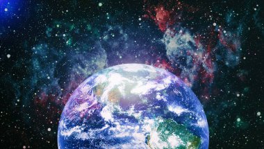 Dünya gezegeni. Doğu hemisphere. NASA tarafından döşenmiş bu görüntü öğelerini.