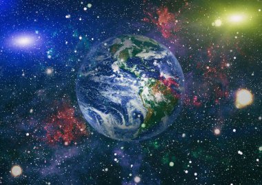 Dünya gezegeni. Doğu hemisphere. NASA tarafından döşenmiş bu görüntü öğelerini.