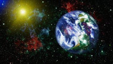 Dünya gezegeni. Doğu hemisphere. NASA tarafından döşenmiş bu görüntü öğelerini.