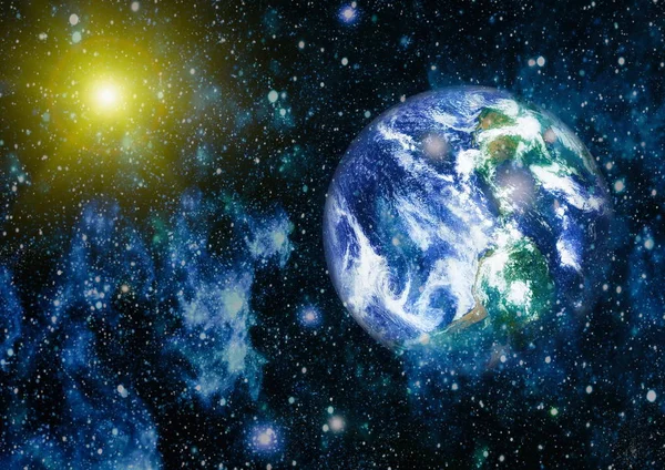 Dünya uzaydan kolaj. Soyut duvar kağıdı. Bizim evimiz. Nasa tarafından döşenmiş bu görüntü unsurları