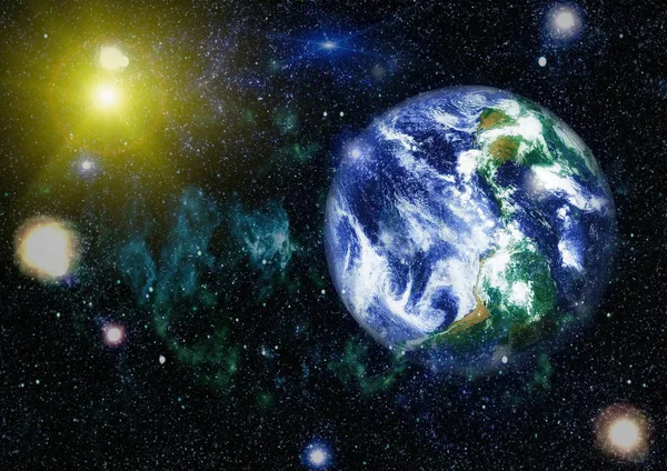 Dünya uzaydan kolaj. Soyut duvar kağıdı. Bizim evimiz. Nasa tarafından döşenmiş bu görüntü unsurları