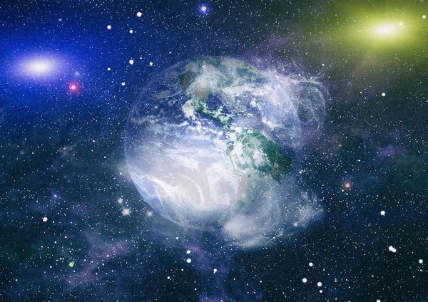 Dünya uzaydan kolaj. Soyut duvar kağıdı. Bizim evimiz. Nasa tarafından döşenmiş bu görüntü unsurları