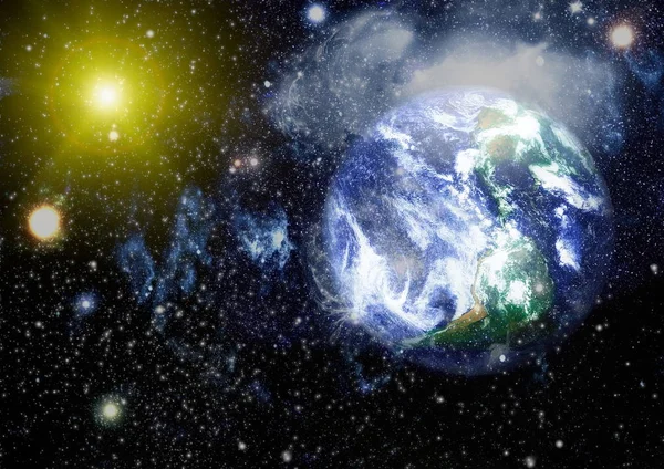 Dünya uzaydan kolaj. Soyut duvar kağıdı. Bizim evimiz. Nasa tarafından döşenmiş bu görüntü unsurları