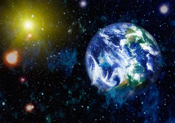 Dünya uzaydan kolaj. Soyut duvar kağıdı. Bizim evimiz. Nasa tarafından döşenmiş bu görüntü unsurları