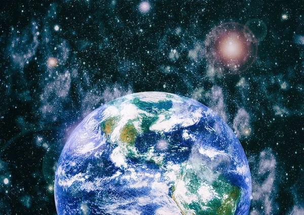 Dünya uzaydan kolaj. Soyut duvar kağıdı. Bizim evimiz. Nasa tarafından döşenmiş bu görüntü unsurları