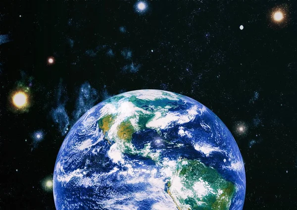 Dünya uzaydan kolaj. Soyut duvar kağıdı. Bizim evimiz. Nasa tarafından döşenmiş bu görüntü unsurları