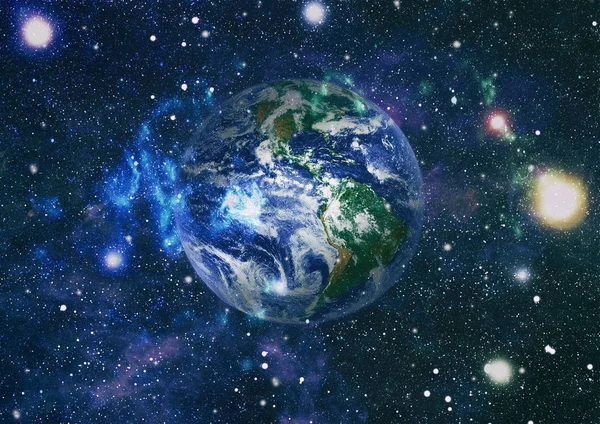 Ziemi Przestrzeni Kosmicznej Kolaż Streszczenie Tapeta Nasz Dom Elementy Tego — Zdjęcie stockowe