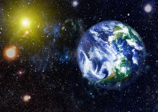 Dünya uzaydan kolaj. Soyut duvar kağıdı. Bizim evimiz. Nasa tarafından döşenmiş bu görüntü unsurları