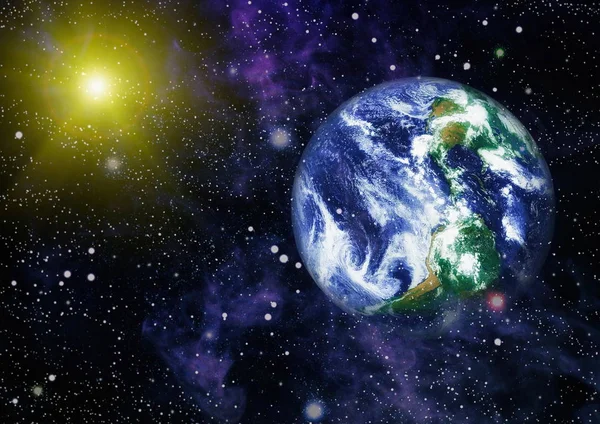 Dünya gezegeni. Doğu hemisphere. NASA tarafından döşenmiş bu görüntü öğelerini.