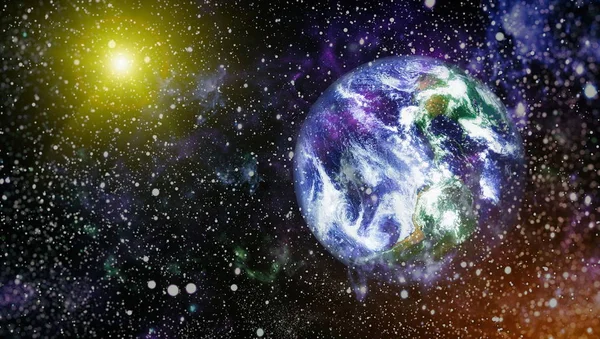 Dünya gezegeni. Doğu hemisphere. NASA tarafından döşenmiş bu görüntü öğelerini.