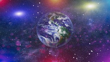 Dünya gezegeni. Doğu hemisphere. NASA tarafından döşenmiş bu görüntü öğelerini.