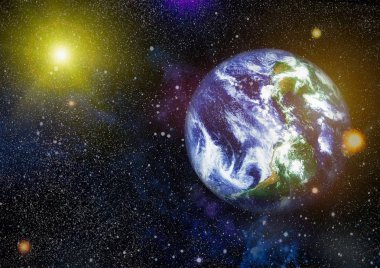 Dünya gezegeni. Doğu hemisphere. NASA tarafından döşenmiş bu görüntü öğelerini.