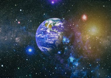 Dünya gezegeni. Doğu hemisphere. NASA tarafından döşenmiş bu görüntü öğelerini.